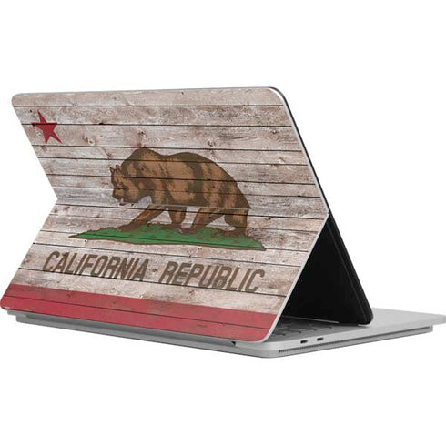 California Flag Dark Wood Surface Laptop Studio Skin